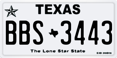TX license plate BBS3443