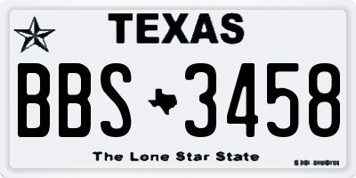TX license plate BBS3458