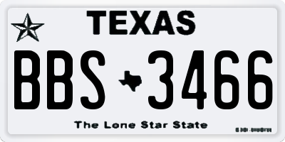TX license plate BBS3466