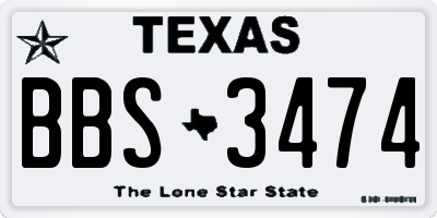 TX license plate BBS3474