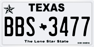 TX license plate BBS3477