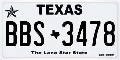 TX license plate BBS3478