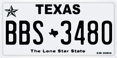 TX license plate BBS3480
