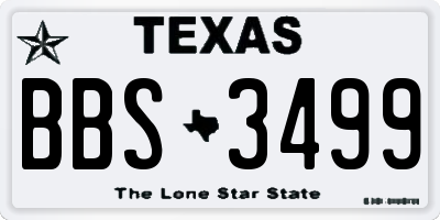 TX license plate BBS3499