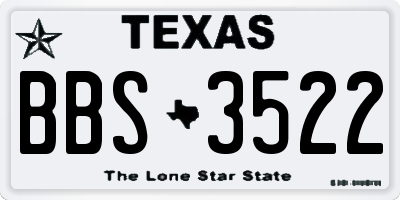 TX license plate BBS3522