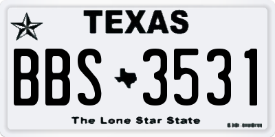 TX license plate BBS3531