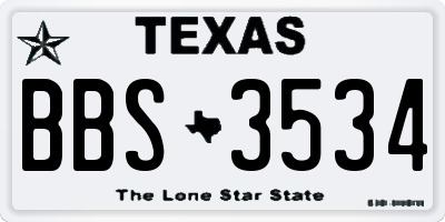 TX license plate BBS3534