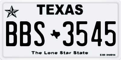 TX license plate BBS3545
