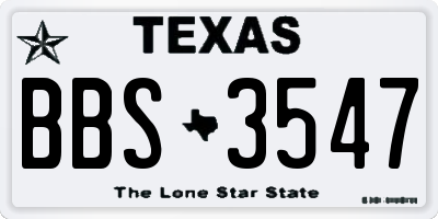 TX license plate BBS3547