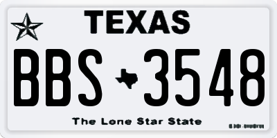 TX license plate BBS3548