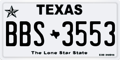 TX license plate BBS3553
