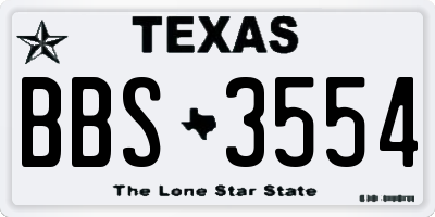 TX license plate BBS3554