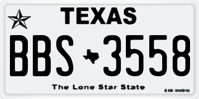 TX license plate BBS3558