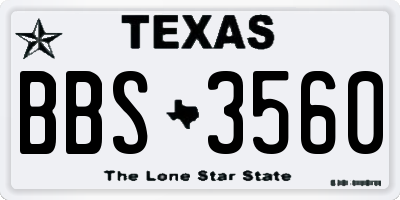 TX license plate BBS3560