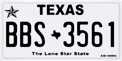 TX license plate BBS3561