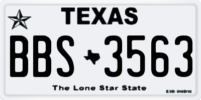 TX license plate BBS3563
