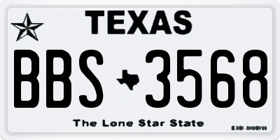 TX license plate BBS3568