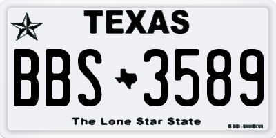 TX license plate BBS3589