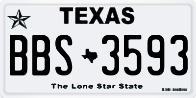 TX license plate BBS3593