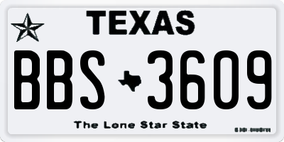 TX license plate BBS3609