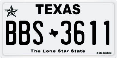 TX license plate BBS3611