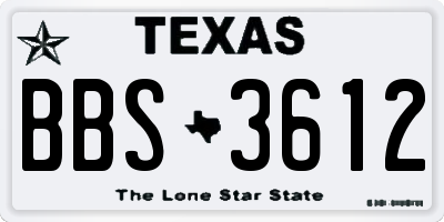 TX license plate BBS3612