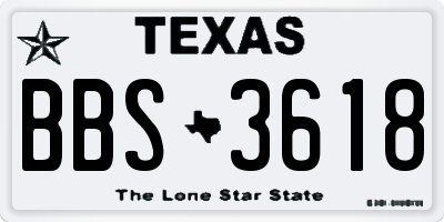 TX license plate BBS3618