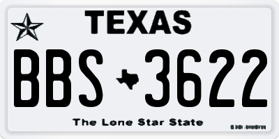 TX license plate BBS3622