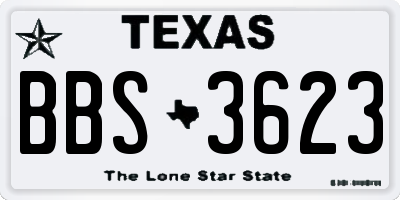 TX license plate BBS3623