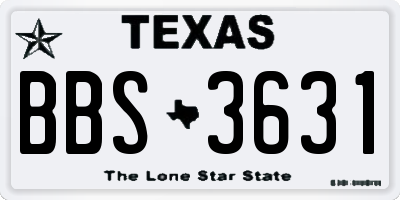 TX license plate BBS3631
