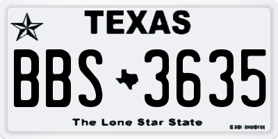 TX license plate BBS3635