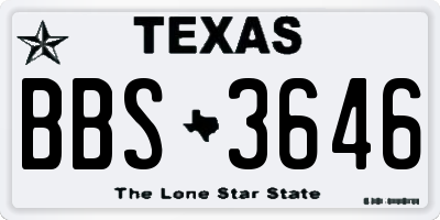 TX license plate BBS3646