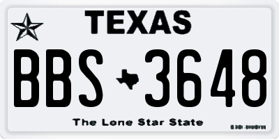 TX license plate BBS3648