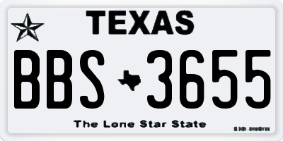 TX license plate BBS3655