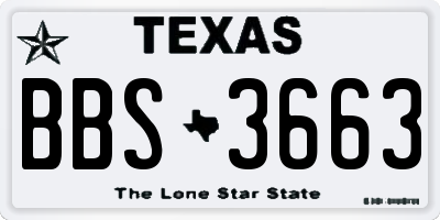 TX license plate BBS3663
