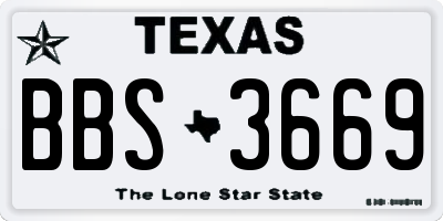 TX license plate BBS3669