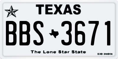 TX license plate BBS3671