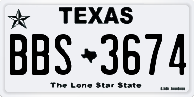 TX license plate BBS3674