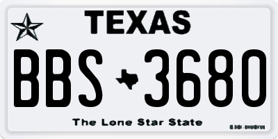 TX license plate BBS3680