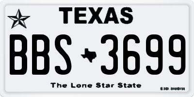 TX license plate BBS3699