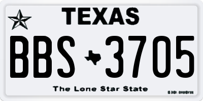 TX license plate BBS3705