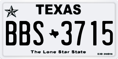 TX license plate BBS3715