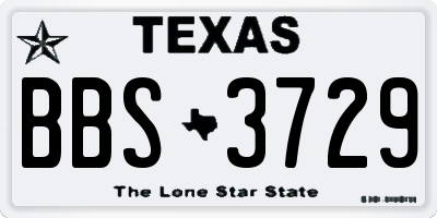TX license plate BBS3729