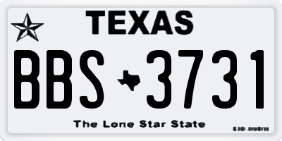 TX license plate BBS3731