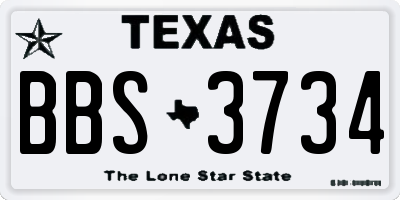 TX license plate BBS3734