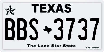 TX license plate BBS3737