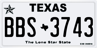 TX license plate BBS3743