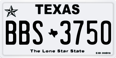 TX license plate BBS3750
