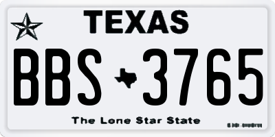 TX license plate BBS3765