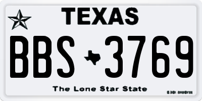 TX license plate BBS3769